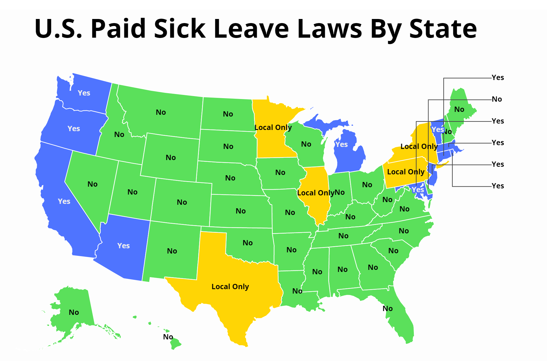 US Paid Sick Laws By State A to Z